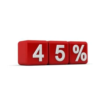3d red blocks with fourty five percent text Stock Illustration