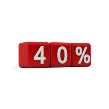 3d red blocks with fourty percent text Stock Illustration
