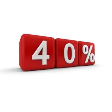 3d red blocks with fourty percent text Stock Illustration