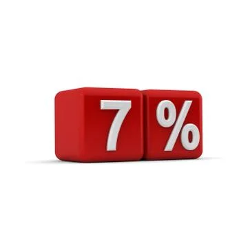 3d red blocks with seven percent text Stock Illustration