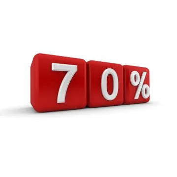 3d red blocks with seventy percent text Stock Illustration