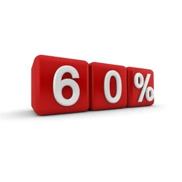 3d red blocks with sixty percent text Stock Illustration
