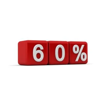 3d red blocks with sixty percent text Stock Illustration
