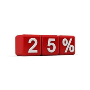 3d red blocks with twenty five percent text Stock Illustration
