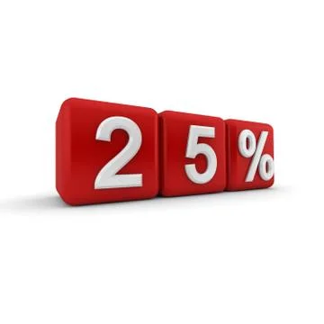3d red blocks with twenty five percent text Stock Illustration
