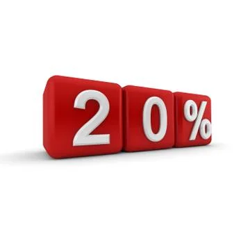 3d red blocks with twenty percent text Stock Illustration