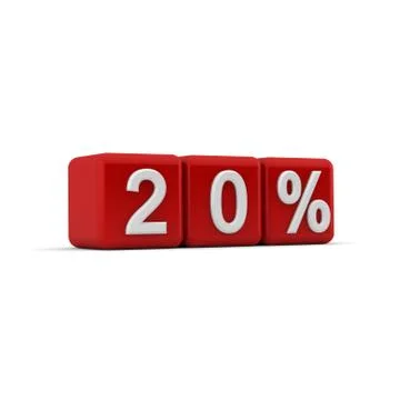 3d red blocks with twenty percent text Stock Illustration
