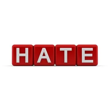 3d red blocks with the word 'hate' Illustration