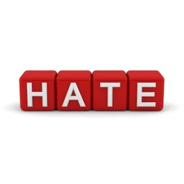 3d red blocks with the word 'hate' Illustration