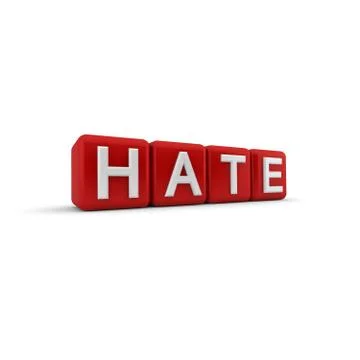 3d red blocks with the word 'hate' Illustration