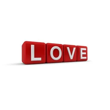 3d red blocks with the word 'love' Stock Illustration