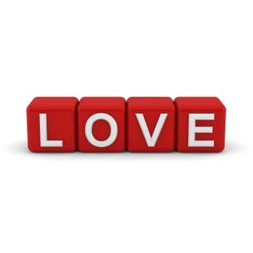 3d red blocks with the word 'love' Stock Illustration