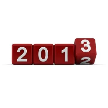3d red blocks with the year 2012 to 2013 Stock Illustration