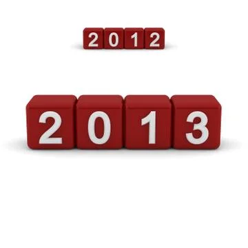 3d red blocks with the year 2012 and 2013 Stock Illustration