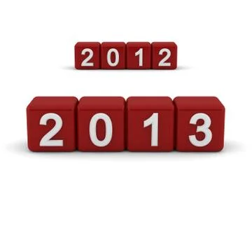 3d red blocks with the year 2012 and 2013 Stock Illustration