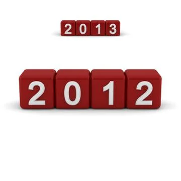 3d red blocks with the year 2012 and 2013 Stock Illustration