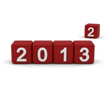 3d red blocks with the year 2013 Stock Illustration