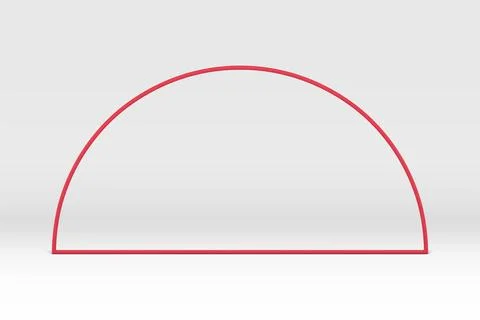 3d red boundary metallic semicircle frame decorative minimal element design r Stock-Illustration
