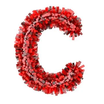 3d Red Bricks cartoon creative decorative letter C イラスト素材