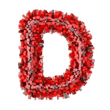 3d Red Bricks cartoon creative decorative letter D Stock Illustration