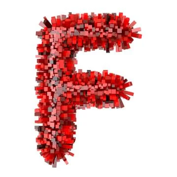 3d Red Bricks cartoon creative decorative letter F イラスト素材