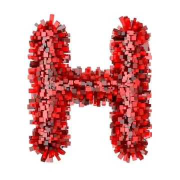 3d Red Bricks cartoon creative decorative letter H 스톡 일러스트