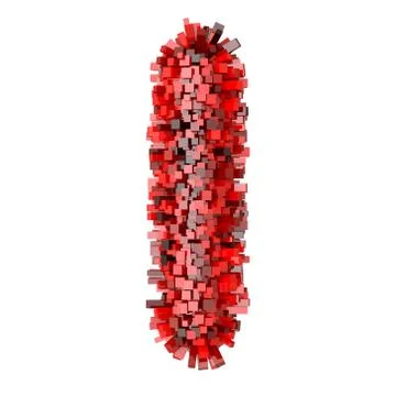 3d Red Bricks cartoon creative decorative letter I イラスト素材