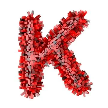 3d Red Bricks cartoon creative decorative letter K イラスト素材