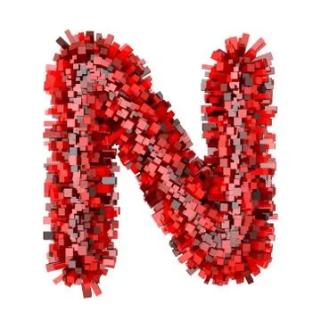 3d Red Bricks cartoon creative decorative letter N Stock Illustration