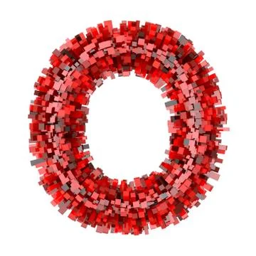 3d Red Bricks cartoon creative decorative letter O イラスト素材