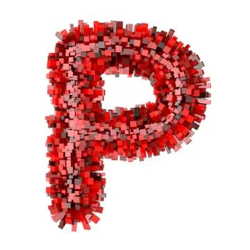 3d Red Bricks cartoon creative decorative letter P イラスト素材