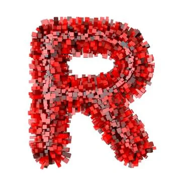 3d Red Bricks cartoon creative decorative letter R イラスト素材