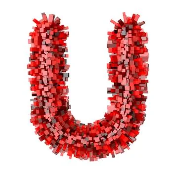 3d Red Bricks cartoon creative decorative letter U イラスト素材