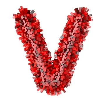 3d Red Bricks cartoon creative decorative letter V イラスト素材