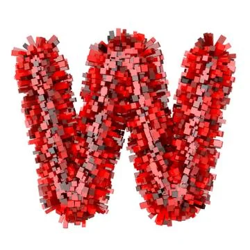 3d Red Bricks cartoon creative decorative letter W Stock Illustration