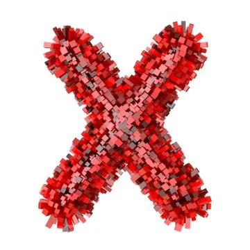 3d Red Bricks cartoon creative decorative letter X イラスト素材