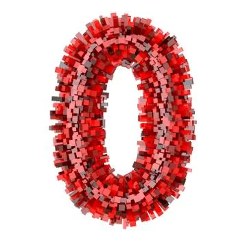 3d Red Bricks creative cartoon decorative number 0 イラスト素材