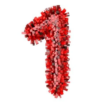 3d Red Bricks creative cartoon decorative number 1 イラスト素材