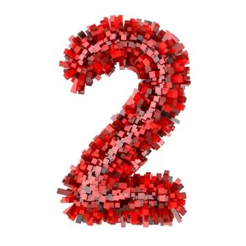 3d Red Bricks creative cartoon decorative number 2 Stock Illustration