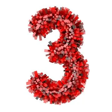 3d Red Bricks creative cartoon decorative number 3 イラスト素材