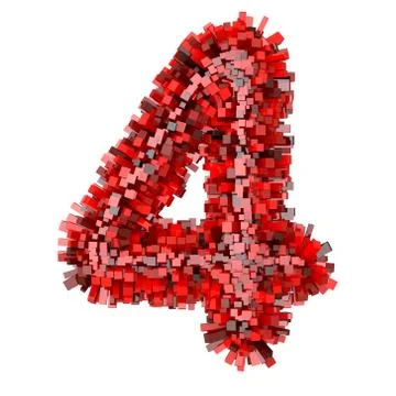 3d Red Bricks creative cartoon decorative number 4 イラスト素材