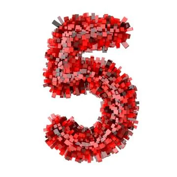 3d Red Bricks creative cartoon decorative number 5 イラスト素材