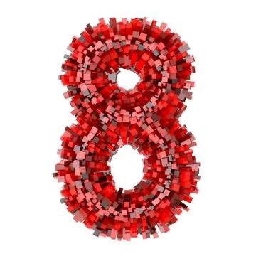 3d Red Bricks creative cartoon decorative number 8 Stock Illustration