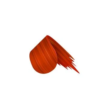 3D red brush ribbon curl volume paint smear texture, vector brushstroke swirl Illustrazione stock
