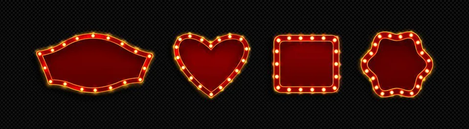 3d red bulb light frame for retro circus show Stock Illustration