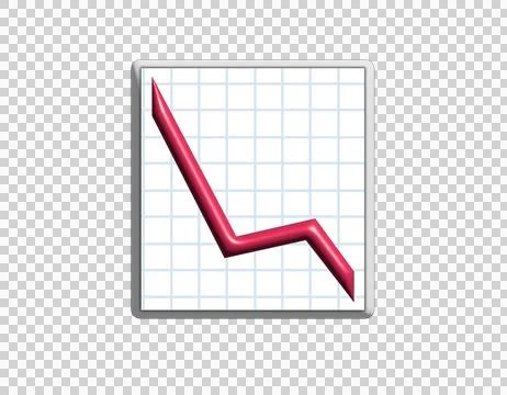 3D red business presentation summary finance report bar chart decreasing icon Stockillustratie