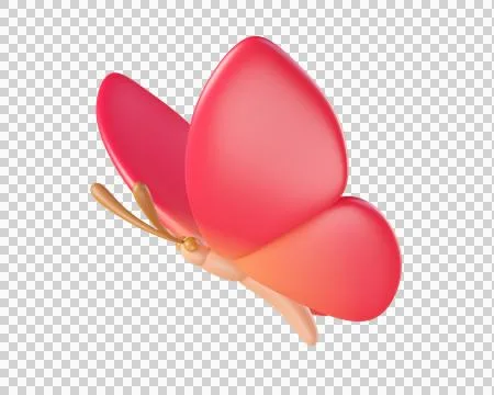 3D red butterfly flying Stock Illustration