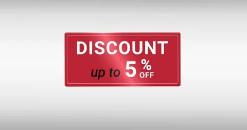 3d red button discount 5 off appearing with light effect on white background Stock Footage 300865256