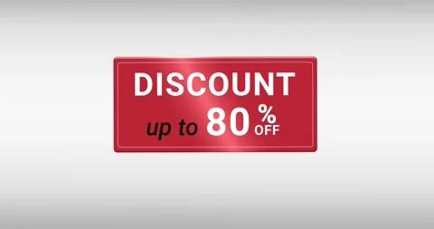 3d red button discount 80 off appearing with light effect on white background Stock Footage 303997427