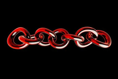 3D red  chain on a black  background. digital code chain. 3D rendering Foto stock